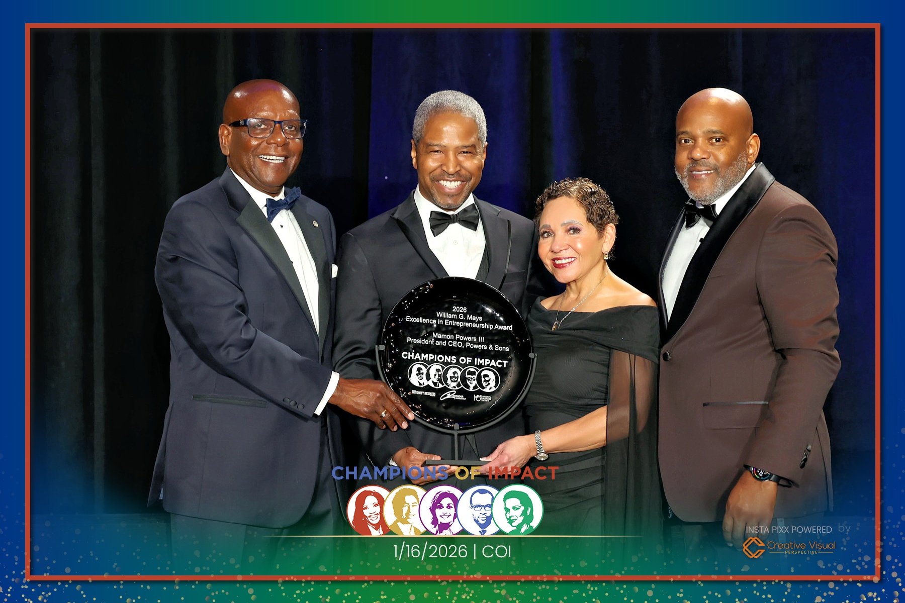 Mamon Powers III accepting the Champion of Impact award